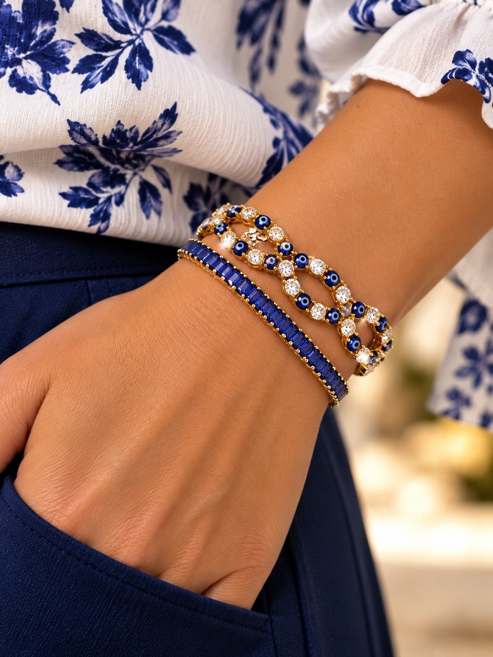 Midnight Blue Evil Eye Bracelet Set